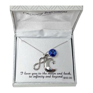 Silver Plated Necklace “I Love You To The Moon and Back" Swarovski Elements
